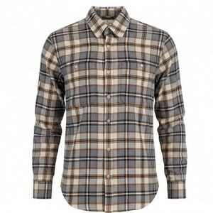 Mutual Weave Flannel Long Sleeve Shirt Mens Sz Med Brown‎ Tan Gray Lumberjack